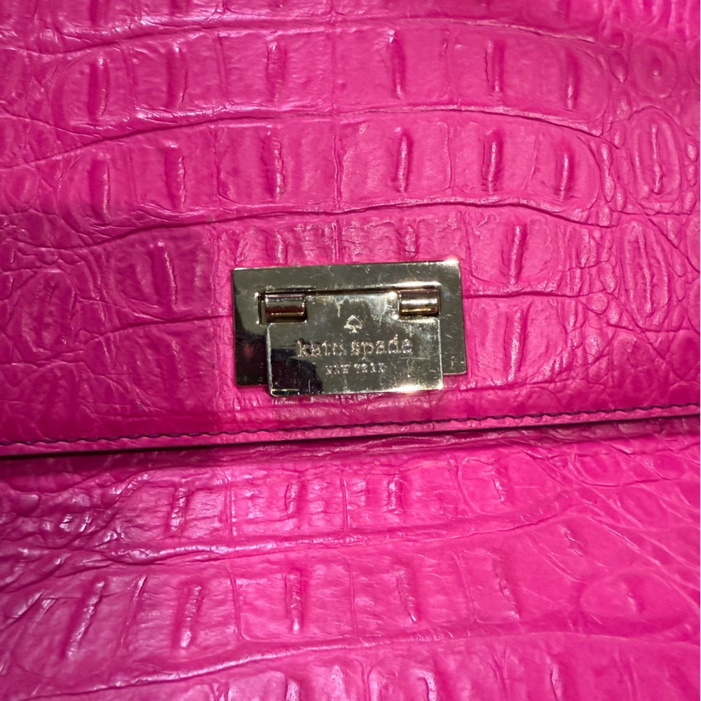 Hot pink Kate Spade Croc Satchel with Shoulder strap - Picture 2 of 15